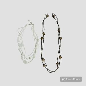 Beaded Necklaces -2.  White, Brown.